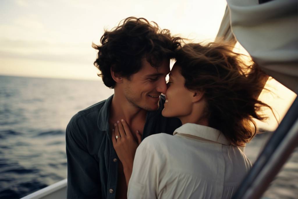 Close-up portrait of a happy couple together